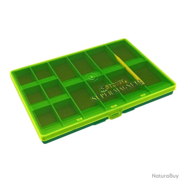 Boite � Hame�ons Magn�tique Large (14 cases, simple face) Vert Stonfo
