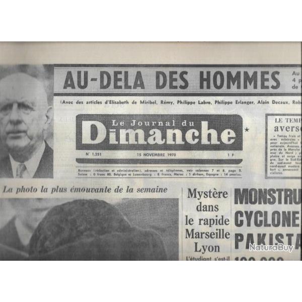 mort du g�n�ral de gaulle le journal du dimanche du 15 novembre 1970 ,  yvonne de gaulle