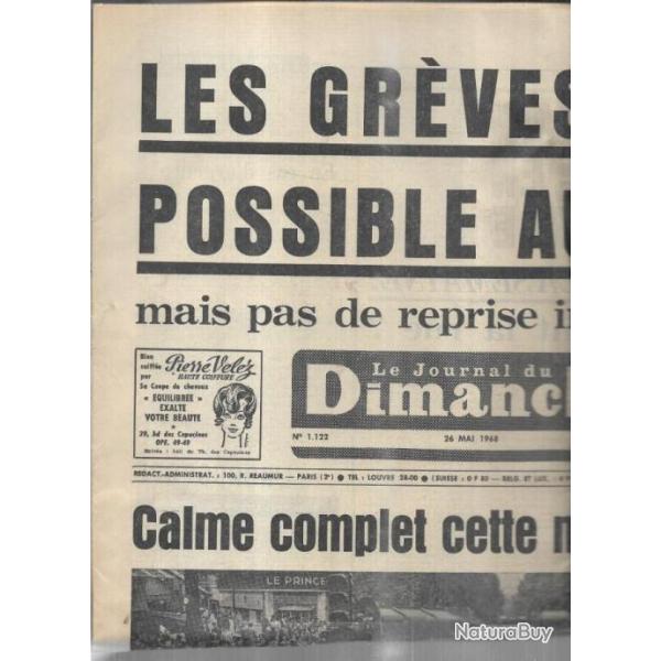 mai 1968 le journal du dimanche 26 mai , gr�ves, calme au quartier latin
