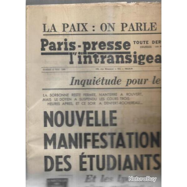 mai 1968 journal paris presse l'intransigeant 11 mai nouvelle manifestation des �tudiants