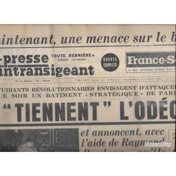 mai 1968 journal paris presse l'intransigeant 17 mai ils tiennent l'od�on, page couleur moulinex (ra