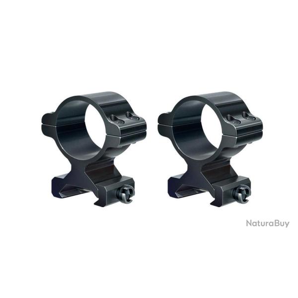 Paire colliers aluminium pour Rail 21 mm- Diam�tre 30 mm - Moyen - Noir mat