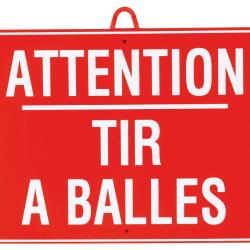 ATTENTION TIR BALLES DIM 28 X 20 CM, ROUGE