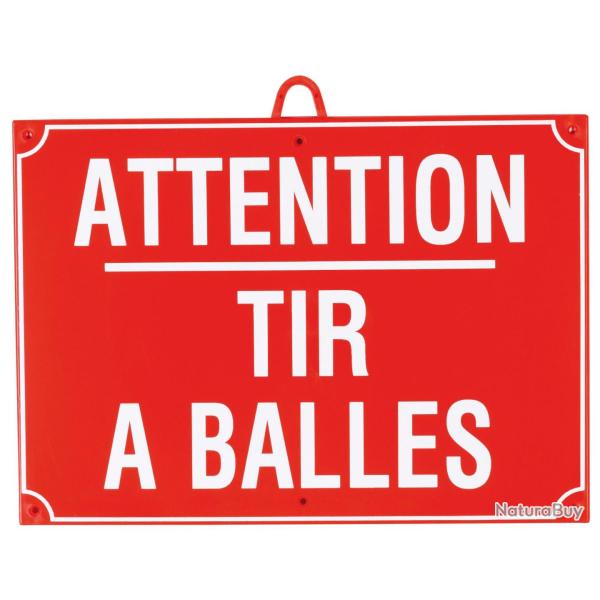 ATTENTION TIR BALLES DIM 28 X 20 CM, ROUGE