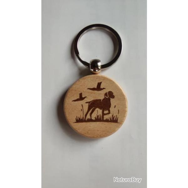 PORTE CL� CHIEN & FAISANS GRAVURE RECTO - FRAIS DE PORT OFFERTS