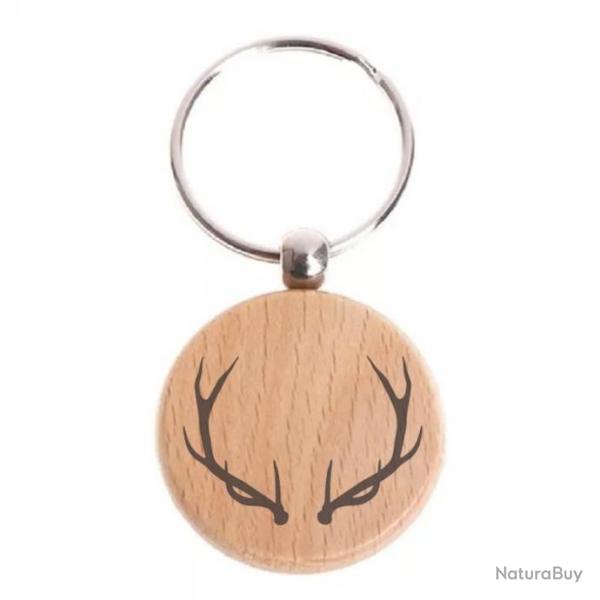 PORTE CL� BOIS DE CERF GRAVURE RECTO/VERSO - FRAIS DE PORT OFFERTS