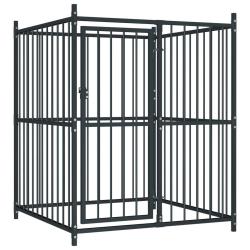Chenil ext&eacute;rieur cage enclos parc animaux chien ext&eacute;rieur pour chiens 120 x 120 x 150 cm noir 02_00