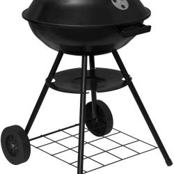 Barbecue &agrave; charbon de bois avec roues pour camping de jardin, noir 19_0000941