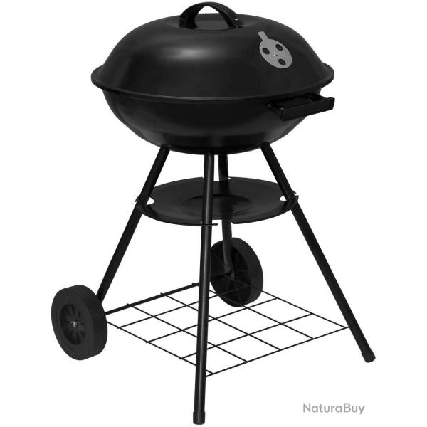 Barbecue � charbon de bois avec roues pour camping de jardin, noir 19_0000941