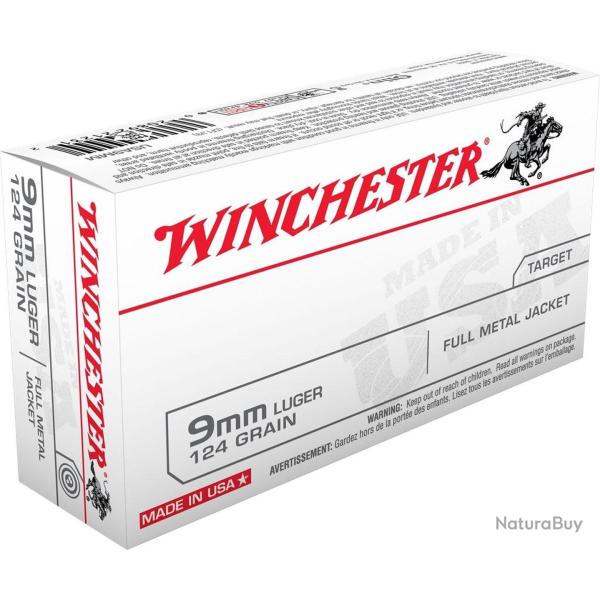 WINCHESTER - Balles 9mm Luger 124g FMJ (x50)