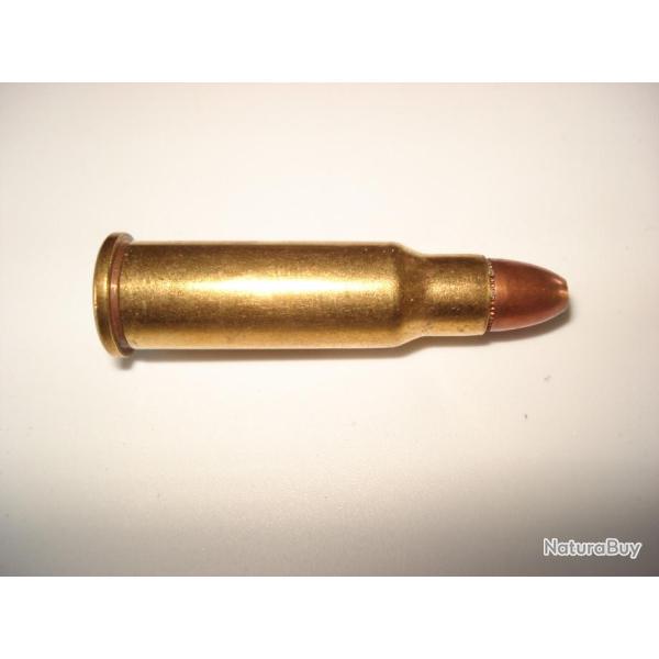 une cartouche de 256 winchester magnum, ogive cuivre tte creuse, pour collection