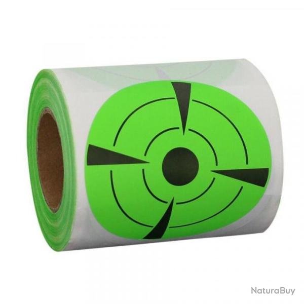 250 Cible autocollant 3pouces ( 8cm ) FLUO vert