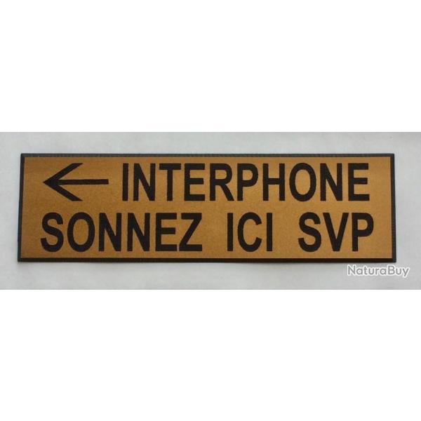 Plaque adh�sive INTERPHONE SONNEZ ICI SVP (fleche gauche) Format 29x100 mm