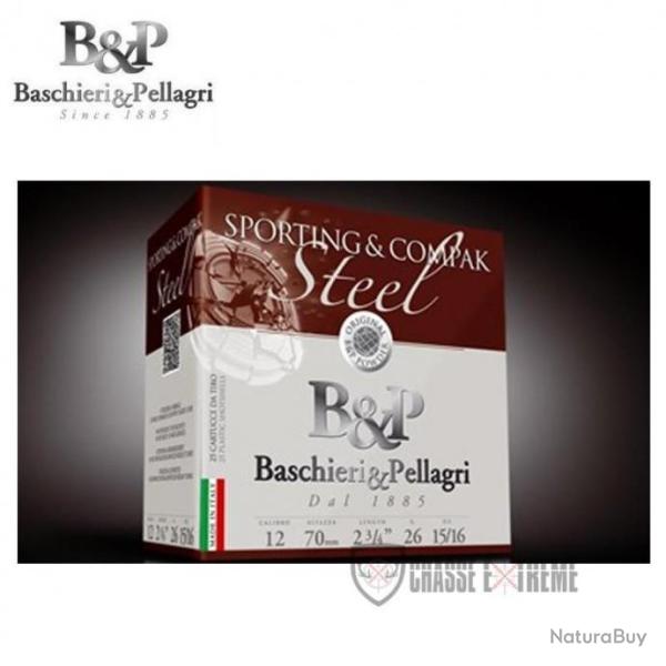 25 Cartouches B&P Sporting Compak Pro Steel 26G Cal 12/70 Pb N7