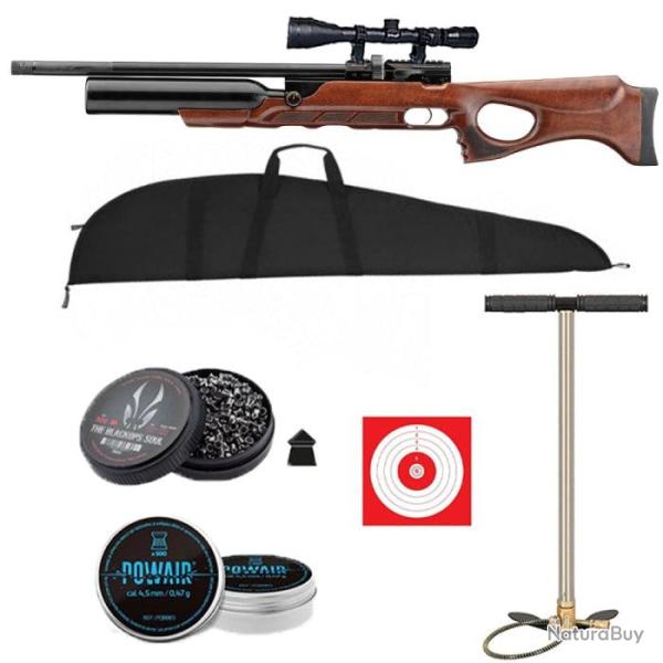 Carabine � plomb PCP Aselkon Rx6 Ravello R�gulateur Jet Black - 19 j - 4.5 mm / Pack Gold / 55 cm