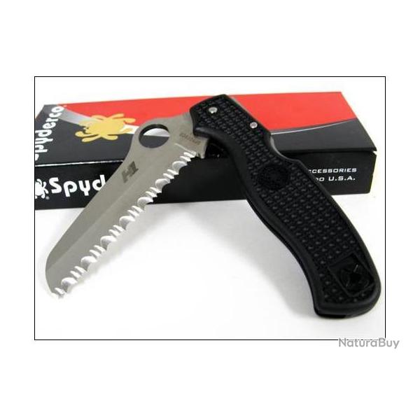 SPYDERCO ATLANTIC SALT Black Lame Acier H1 Serrated - SC89SBK - Couteau Spyderco Made In Japan