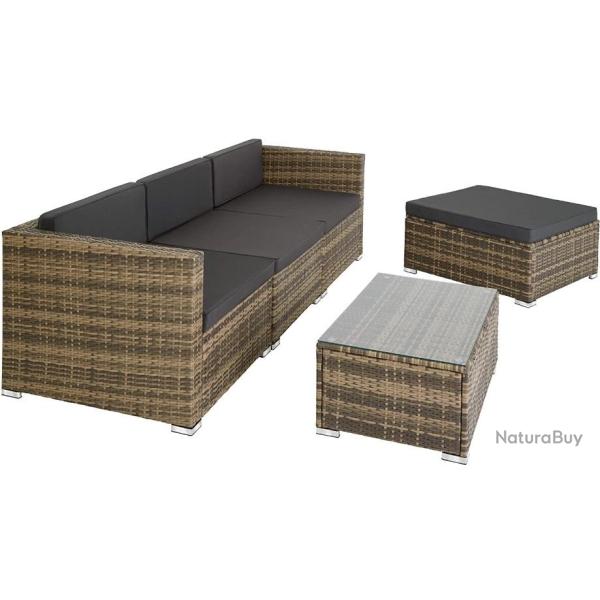 Salon de Jardin - 4 places - Rotin en r�sine tress�e - Marron - Livraison gratuite et rapide