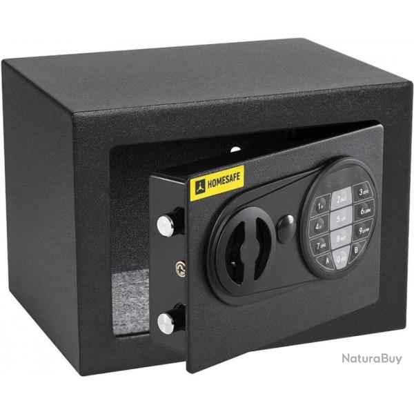 Coffre-Fort avec Serrure Electronique 17x23x17cm Satin Noir Arme de Poings