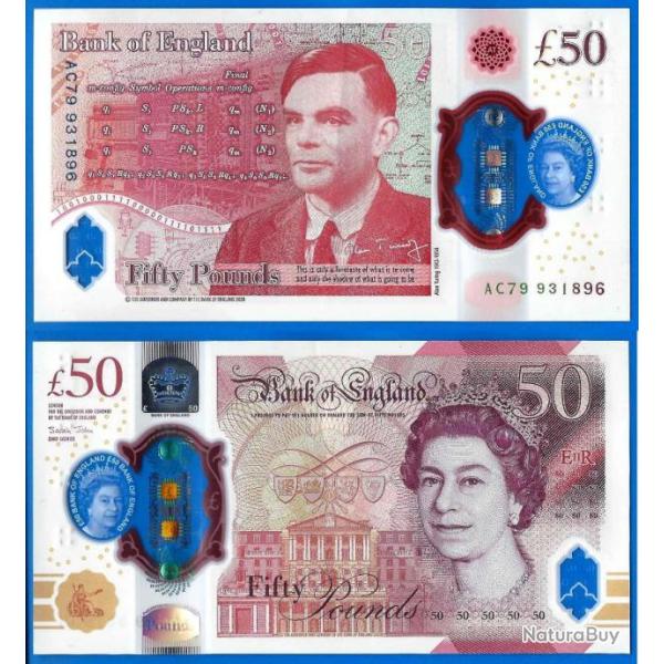 Royaume Uni 50 Pounds 2020 2021 Billet Polymere Grande Bretagne Uk United Kingdom Pound