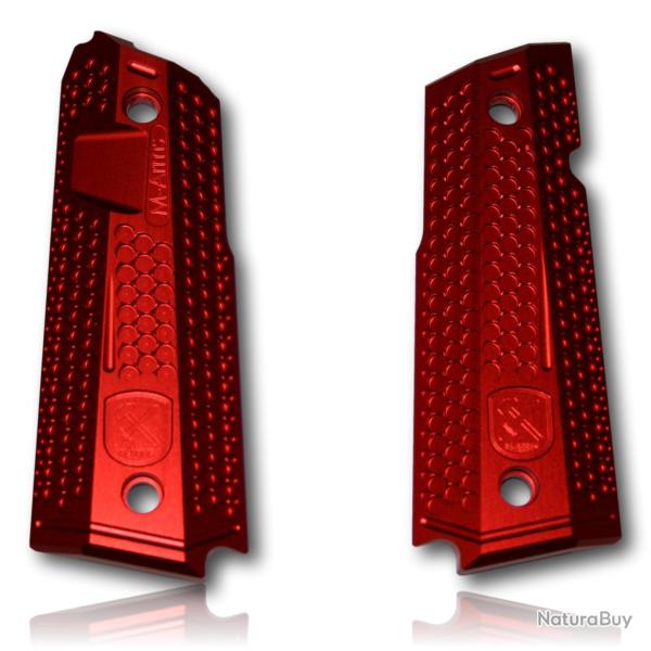 PAIRE DE PLAQUETTE ALU M-ARMS MONARCH 2 1911 ROUGE