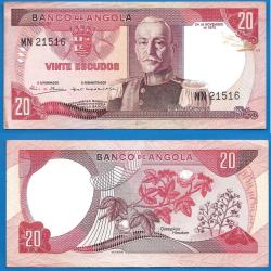 Angola 20 Escudos 1972 Carmona Billet d Afrique Colonie Portugal