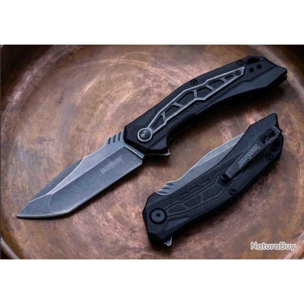 Couteau Kershaw Flatbed Tanto A/O Lame Acier 8Cr13MoV Manche GFN Linerlock Clip KS1376
