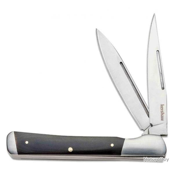 Couteau Kershaw Allegory 2 Lames Acier 7C17MoV Manche Micarta/Acier KS4385