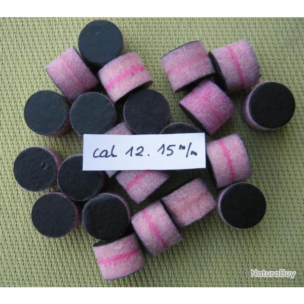 Rares...  Bourres  feutre  rose  calibre  12  hauteur  15 mm