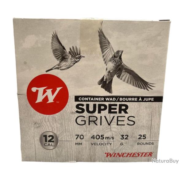 25 CARTOUCHES WINCHESTER SUPER GRIVE CAL 12 70 PLOMB