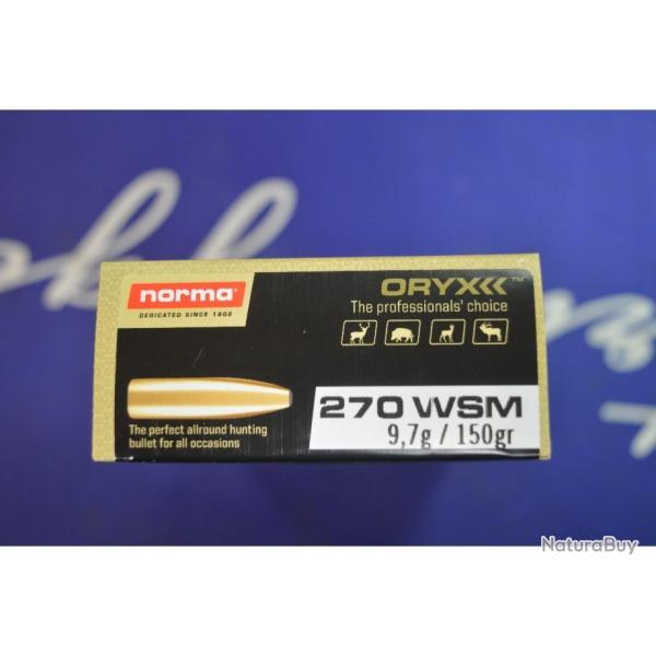 1 BOITE DE 20 BALLES 270 WSM NORMA 150GR / 9.7 G ORYX NEUVE
