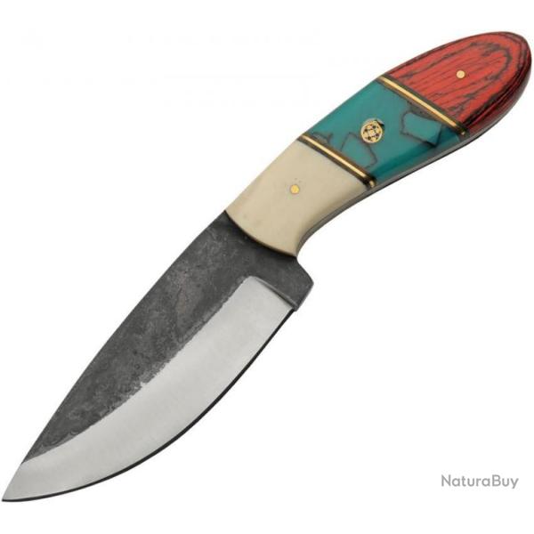 Couteau Bushcraft Redtail Hunter Lame Acier Carbone 1055 Manche Os/Bois Etui Cuir PA203439