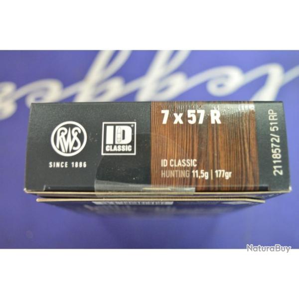 1 BOITE DE 20 BALLES RWS CALIBRE 7X57 R EN ID CLASSIC 11.5G  NEUVE