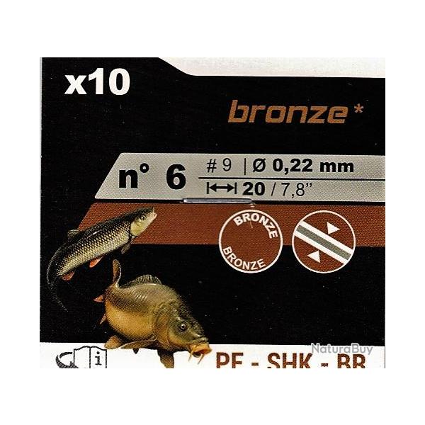 10 Hame�ons mont�s bronz�s n� 6 / fil � 0.22 mm