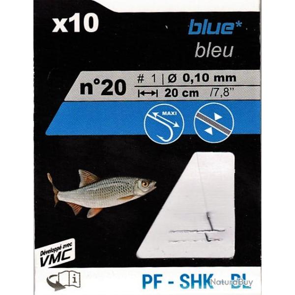 10 Hame�ons mont�s VMC - color bleu  - n� 20 - fil � 10/100 mm