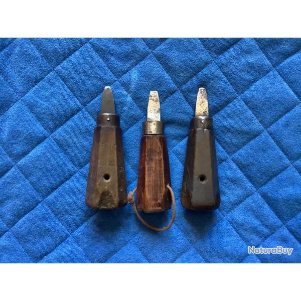 Lot de trois tournevis pour fusils gras, pas de prix de rserve