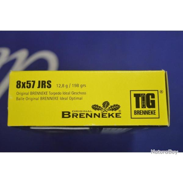 1 BOITE DE 20 BALLES BRENNEKE  CALIBRE 8X57 JRS EN 12.8G TIG BRENNEKE NEUVE