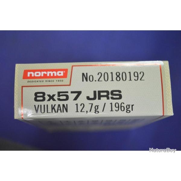 1 BOITE DE 20 BALLES NORMA  CALIBRE 8X57 JRS EN 12.7G VULKAN NEUVE