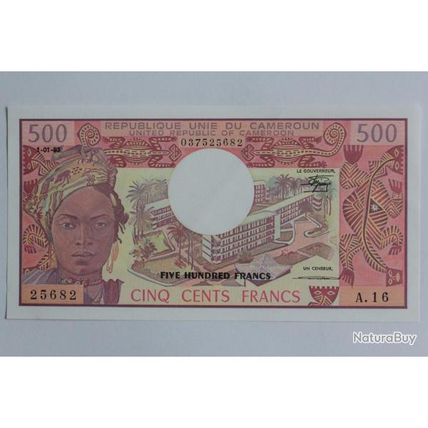 Billet 500 Francs 1983 Cameroun neuf