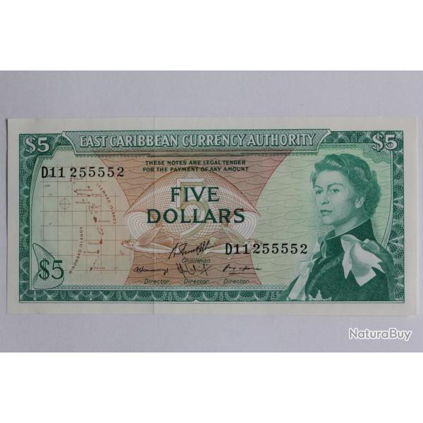 Billet 5 Dollars 1965 �tats des cara�bes orientales neuf
