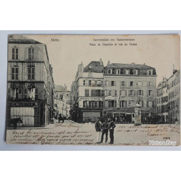 CPA Moselle Metz Place de Chambre et rue du Faisan Mercerie
