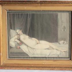 Ancienne gouache Vénus d'Urbin école Vecellio dit Titien Femme nue
