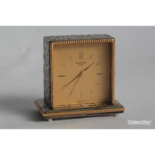 Pendulette de voyage argent et or Boucheron Paris