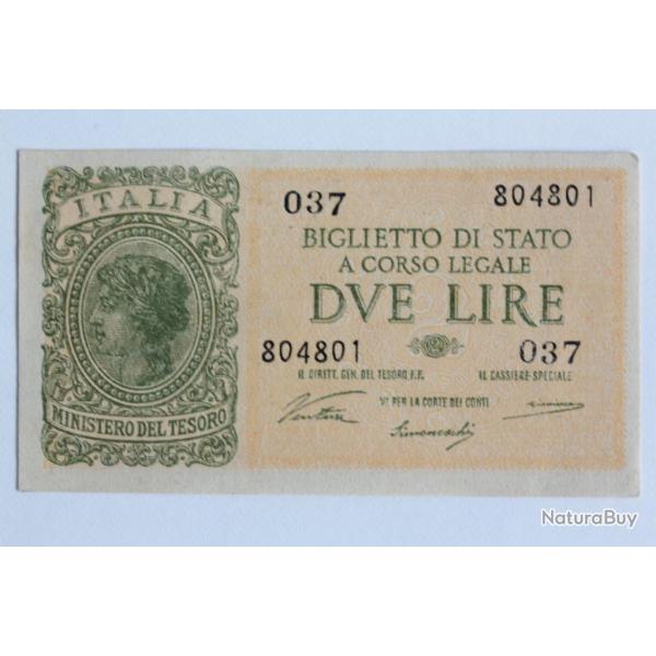 Billet 2 Lire Italie 1944 neuf