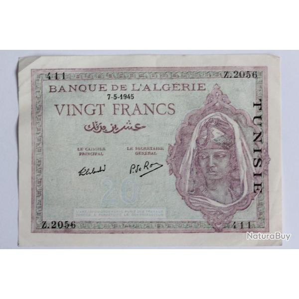 Billet 20 Francs Alg�rie 7 mai 1945 pr. neuf