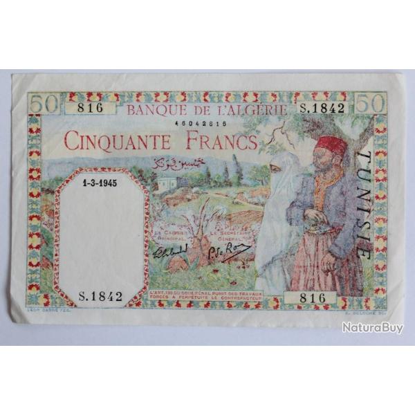 Billet 50 Francs Alg�rie 1 mars 1945 SUP