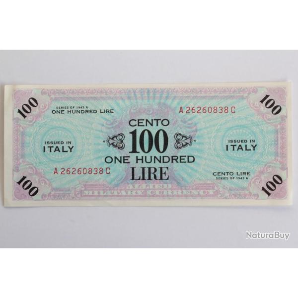 Billet 100 Lire Italie 1943 Allied Military Currency pr. neuf