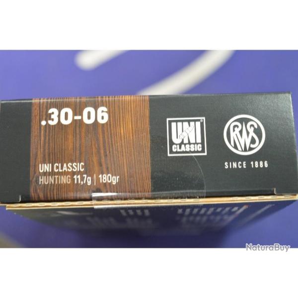 1 BOITE DE 20 BALLES RWS 30-06 EN UNI CLASSIC 11.7 G NEUVE