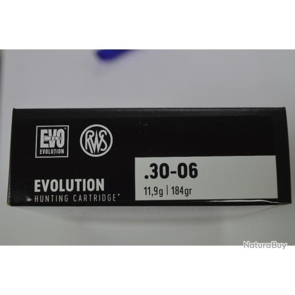 1 BOITE DE 20 BALLES RWS 30-06 EN EVO 11.9G/ 184 GR NEUVE