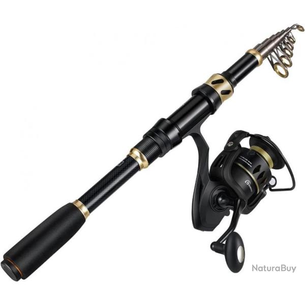 Canne A P�che Canne T�lescopiques Moulinet Ligne de P�che Leurre Crochet pour P�che � Coup 1,8m