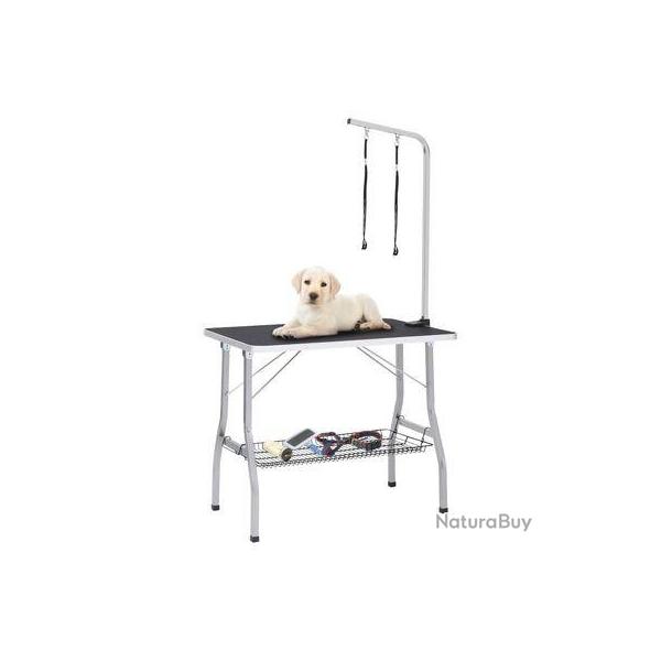 Table de Toilettage Rglable de Chiens avec 2 boucles de Maintien et Panier Pliable